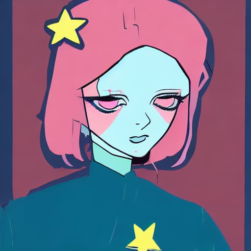  Woman with pink hair and a star on her head