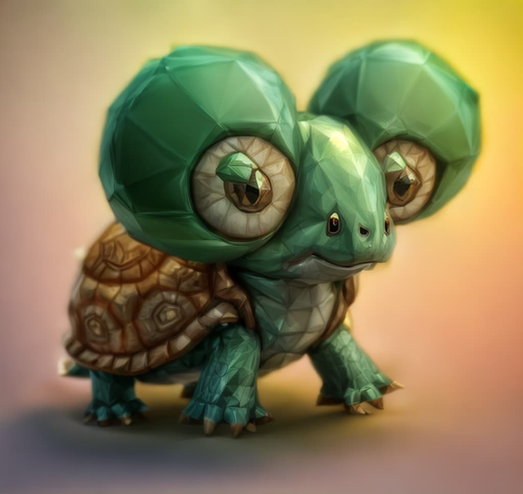  3D Cartoon Turtle, Fantasy Rich Forest, Low Poly, Isometric Assets, Unreal Engine, Cartoon Style, Vibrant Colors, Soft Light, Cute, Medium Shot, Turtle Shell Texture, Leaves, Mushrooms, Flowers, Trees, Sun Rays, Golden Ratio, (Fantasy:1.2), (Rich:1.2), (Forest:1.2), (Cute:1.1), (Low Poly:1.1), (Isometric Assets:1.1), (Unreal Engine (best quality, masterpiece:1.2), ultrahigh res, highly detailed, sharp focus