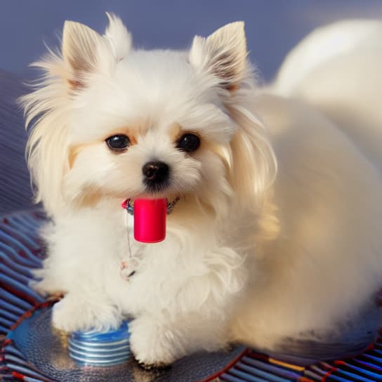  small dog using a buoy in the pool holding a glass of drink on the paw hyperrealistic, full body, detailed clothing, highly detailed, cinematic lighting, stunningly beautiful, intricate, sharp focus, f/1. 8, 85mm, (centered image composition), (professionally color graded), ((bright soft diffused light)), volumetric fog, trending on instagram, trending on tumblr, HDR 4K, 8K