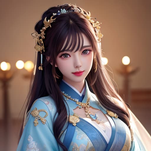  best quality, masterpiece, highres, 1girl,blush,(seductive smile:0.8),star shaped pupils,china hanfu,hair ornament,necklace, jewelry,Beautiful face,upon body, tyndall effect,photorealistic, dark studio, rim lighting, two tone lighting,(high detailed skin:1.2), 8k uhd, dslr, soft lighting, high quality, volumetric lighting, candid, Photograph, high resolution, 4k, 8k, Bokeh hyperrealistic, full body, detailed clothing, highly detailed, cinematic lighting, stunningly beautiful, intricate, sharp focus, f/1. 8, 85mm, (centered image composition), (professionally color graded), ((bright soft diffused light)), volumetric fog, trending on instagram, trending on tumblr, HDR 4K, 8K