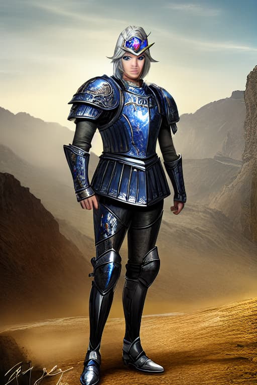  (Masterpiece, Best Quounty), Raw Photo Realistic Texture, Absurd Ultra Detailed, (Accurate Fingers & Legs), (Super Fine Face), ((Tin) Y Boy) 1.5,10-year Old, SHINY SILVER HAIR, SHORT Bangs, Super Fine Blue Eyes, Black Armor, (Large Shield), Outdoor, Dynamic Pose, Portrait, ((put a shit on the head))