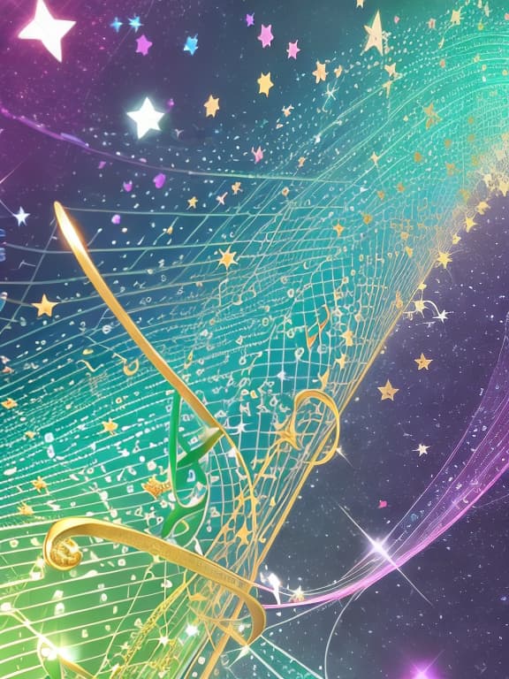  Cute musical notes and sparkling stars and gems wallpaper