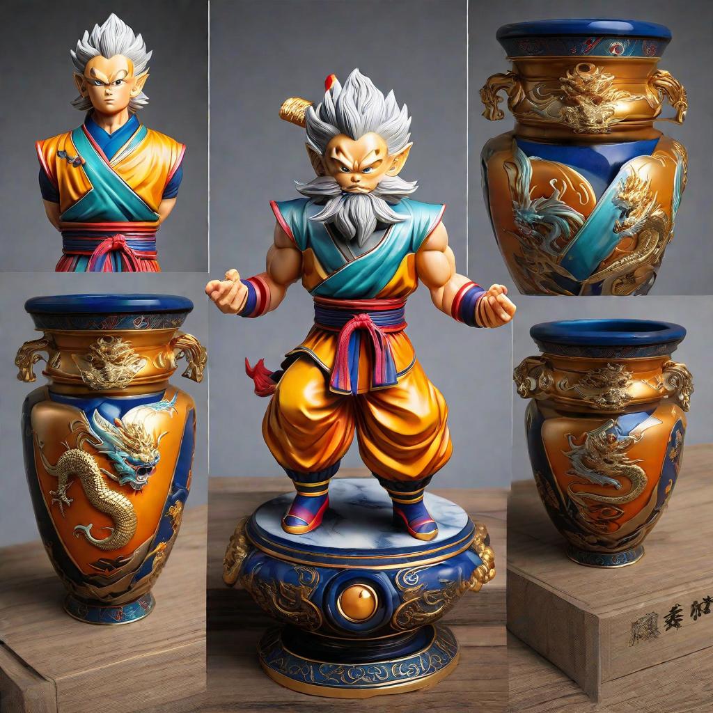  Masterpiece, best quality, a dragon ball style urn Wukong color scheme