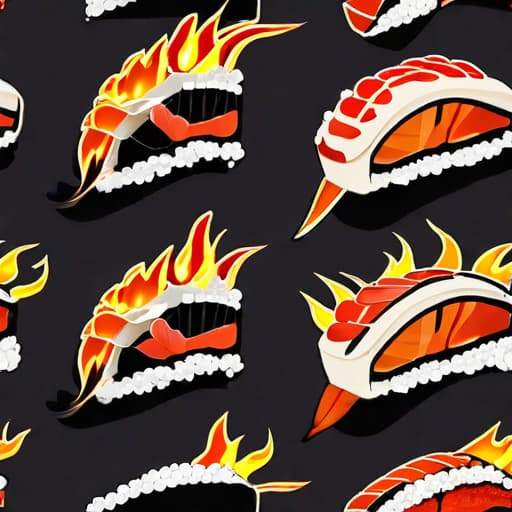  a running sushi roll on fire