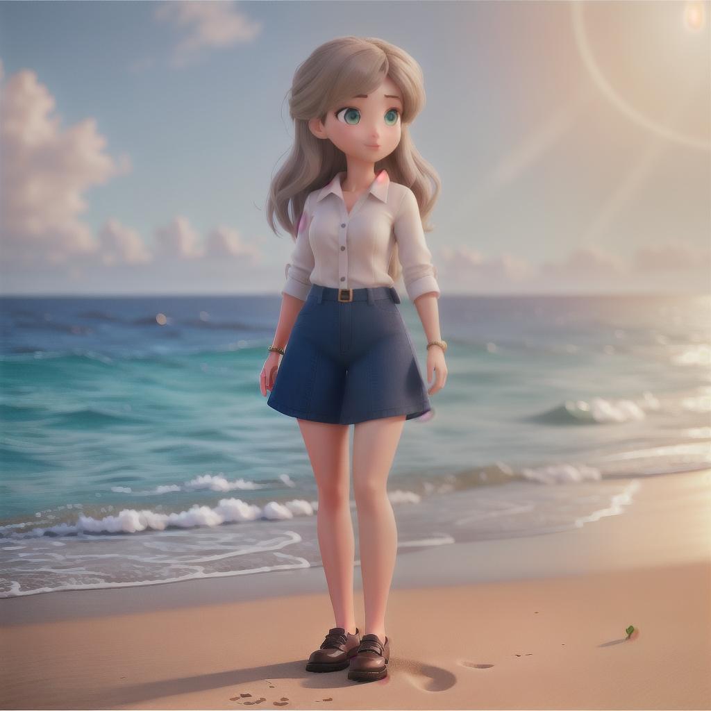  Girl on the beach hyperrealistic, full body, detailed clothing, highly detailed, cinematic lighting, stunningly beautiful, intricate, sharp focus, f/1. 8, 85mm, (centered image composition), (professionally color graded), ((bright soft diffused light)), volumetric fog, trending on instagram, trending on tumblr, HDR 4K, 8K