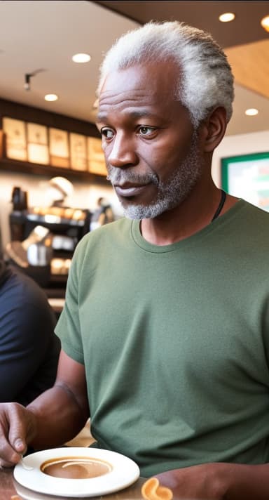  older black male companion for coffee at starbucks