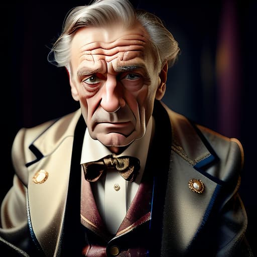  glamour portrait shot (from above:0.5) of rich sophisticated old european in fancy clothes, ((overwhelming fatigue)), wrinkles of age, photorealistic, moody colors, gritty, masterpiece, best quality, (intricate details), dreamy, magnificent, ethereal, volumetric lighting, lightroom, ((cinematic)), raytracing, subsurface scattering, face focus