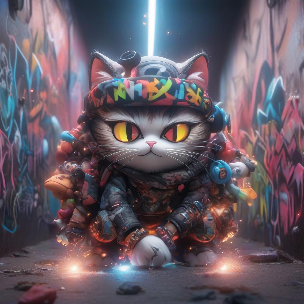  Graffiti, YouTube channel logo, "Cinema Cat" graffiti. hyperrealistic, full body, detailed clothing, highly detailed, cinematic lighting, stunningly beautiful, intricate, sharp focus, f/1. 8, 85mm, (centered image composition), (professionally color graded), ((bright soft diffused light)), volumetric fog, trending on instagram, trending on tumblr, HDR 4K, 8K