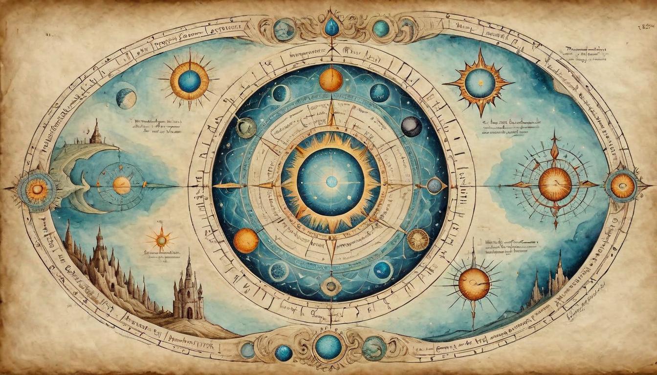  on parchment, surrealism+++, Portals opening, energy alignment with celestial harmonics, ethereal gateway, linking realms, transcendent, otherworldly(mysterious, provocative, symbolic,muted color)+++