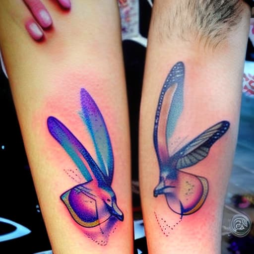  gemelas con tatuajes aros pelo violeta