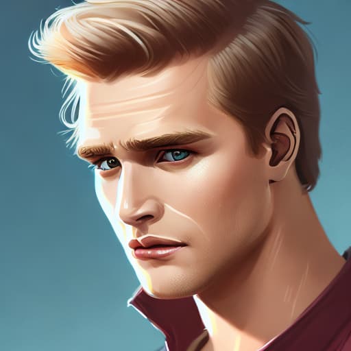 portrait+ style Russian queer TV show condensant blonde hunk dude face