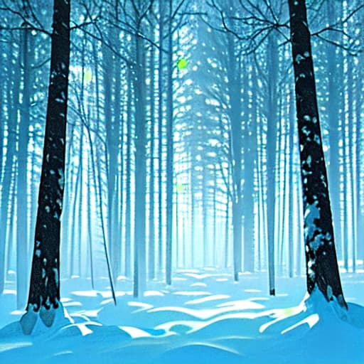  Snowy forest. Glowing. Pastelton. Clear. Sparkling. Beautiful. Gradation