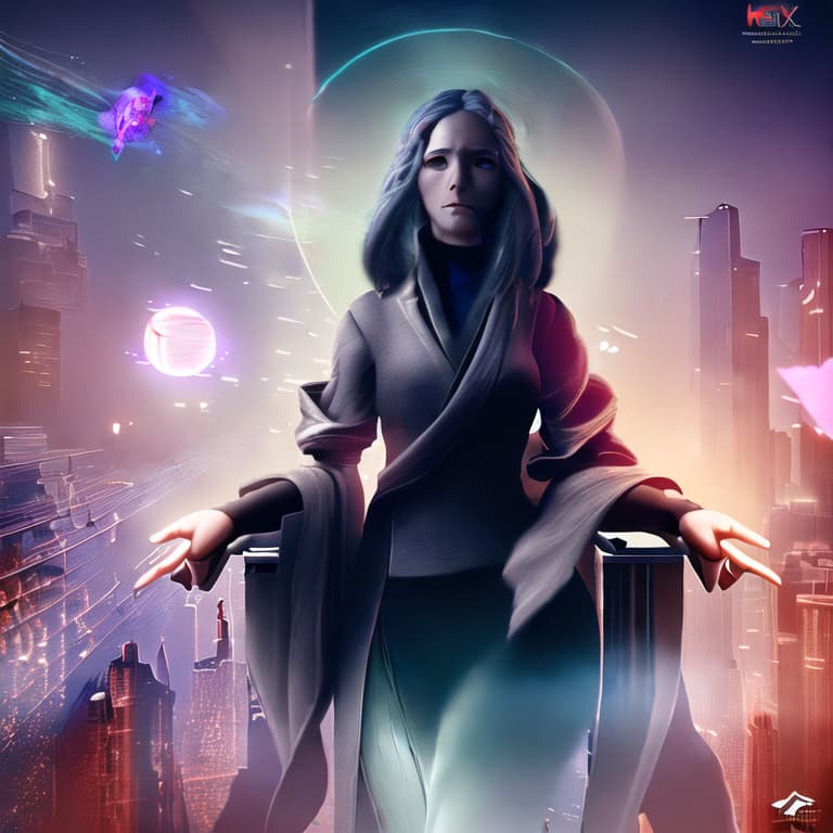  ,A sophisticated and enigmatic female Jedi master levitating Octane render, Vray, 8k, 32k, masterpiece