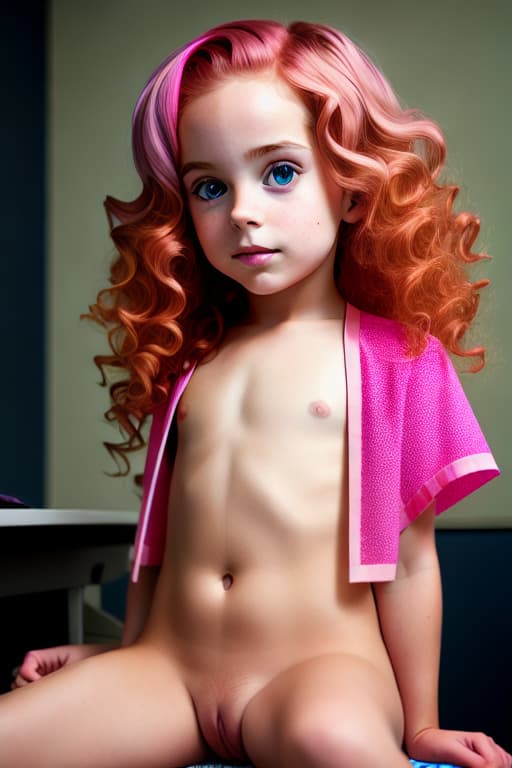 modelshoot style A amber haired youngest tiny  tween  wearing nothing sitting  in a gyno examination table with her    open and a pink  inside of her hairless 