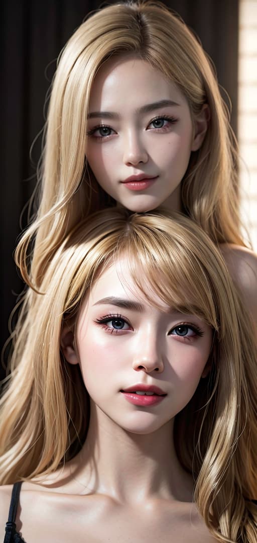  Best quality, masterpiece, ultra high res, (photorealistic:1.4), raw photo, (detail face:1.3), (realistic skin), deep shadow, dramatic lighting, stylish, Japanese woman with blonde hair, shoulder-length blonde hair, light purple eyes, smile, deep shadow, dramatic lighting, portrait, portrait size, unedited, symmetrical balance