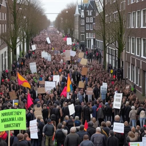  A protest march with about 100 people without a title in the Netherlands from between the people