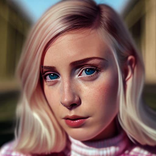 portrait+ style british queer youtuber blonde female face