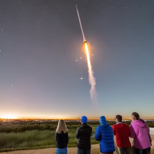  Rocket launch with people watching