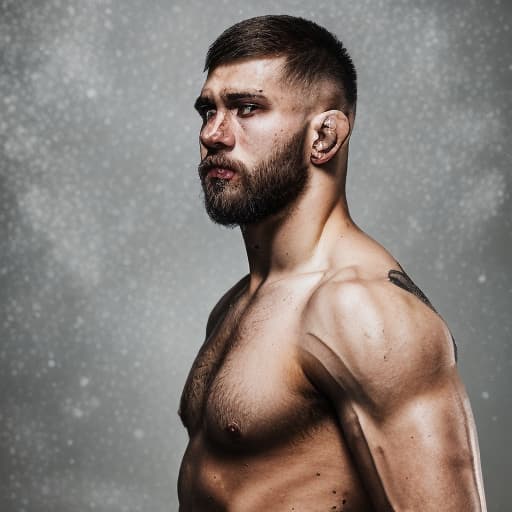 portrait+ style Russian MMA queer brunette hunk dude face