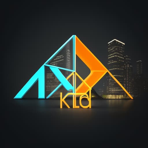  Create AI Logo for architectural design, the glowing AI letters combine to create urban architectural shapes and the word KTS is lightly lit