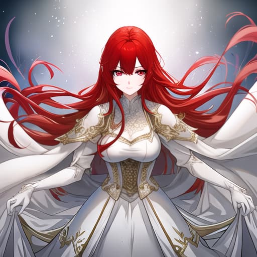  a girl manhua character with red hair and white eyes with white skin wearing noble dress hyperrealistic, full body, detailed clothing, highly detailed, cinematic lighting, stunningly beautiful, intricate, sharp focus, f/1. 8, 85mm, (centered image composition), (professionally color graded), ((bright soft diffused light)), volumetric fog, trending on instagram, trending on tumblr, HDR 4K, 8K