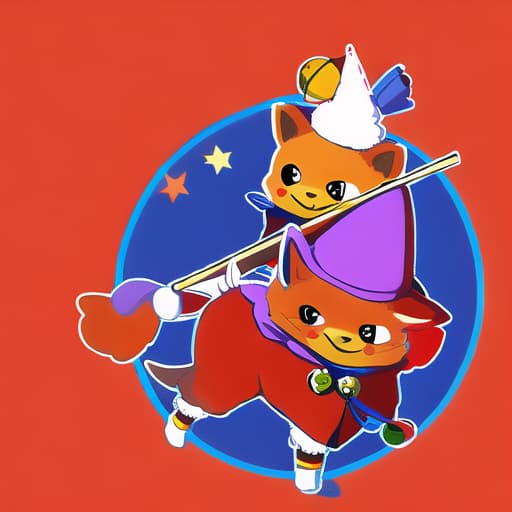 orange shiba inu dog, jester hat on head,jester hat is red and blue with bells at the ends, cigar hanging out of dogs mouth, bloodshot eyes, wearing a purple shirt on body, money sign $ necklace around neck
