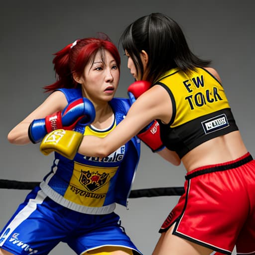  Two women fighting. ，