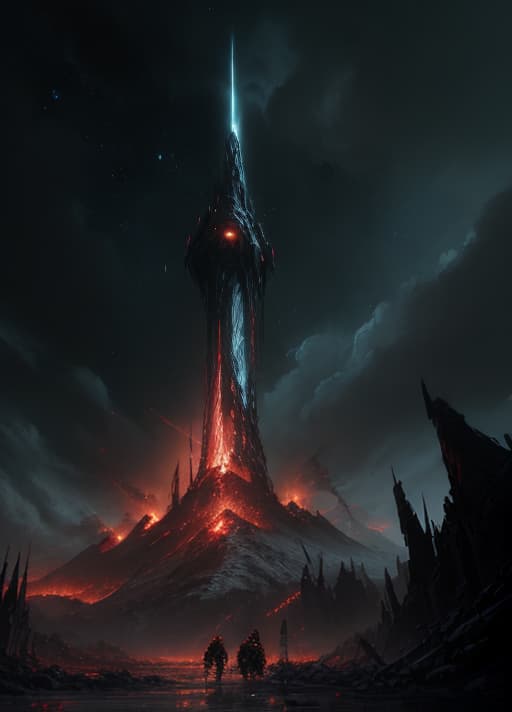  Mordor, horror painting, elegant intricate artstation concept art by craig mullins detailed, dark cosmic sky