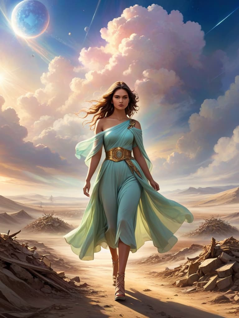  , , , , ethereal fantasy concept art of women walking thru a wasteland . magnificent, celestial, ethereal, painterly, epic, majestic, magical, fantasy art, cover art, dreamy