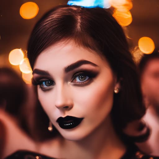 portrait+ style gorgeous gothic woman in crowd party