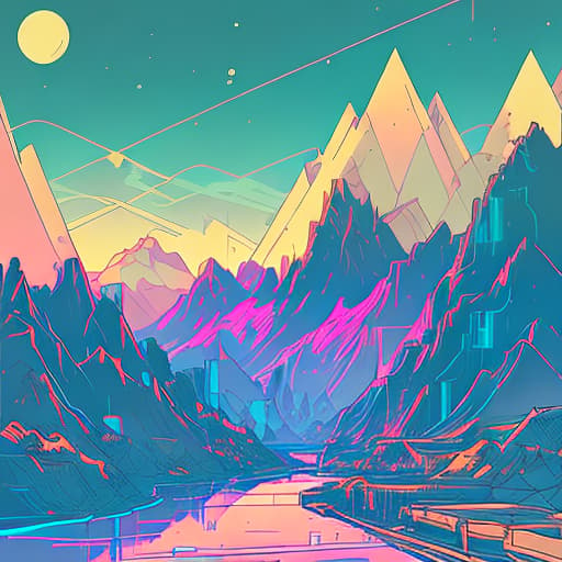 nvinkpunk Whimsical mountains and river