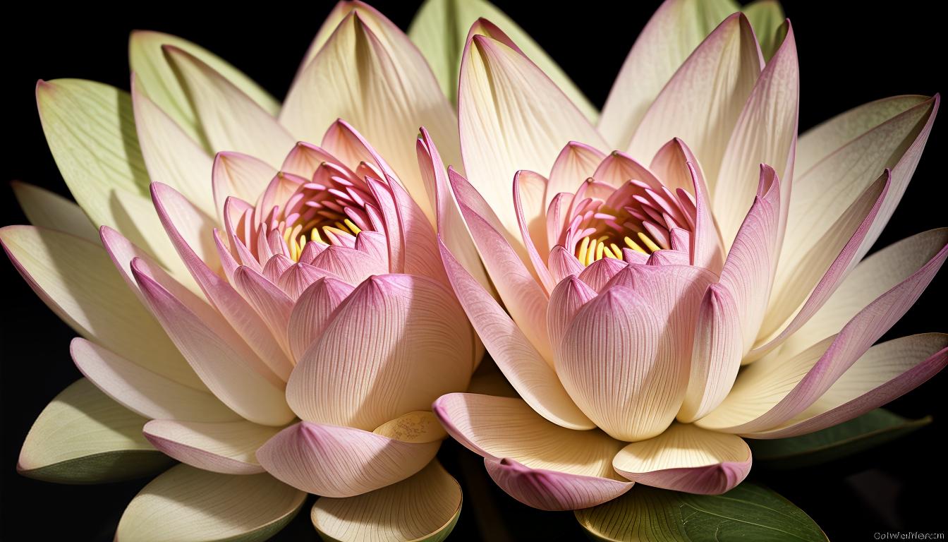  cinematic, aesthetic, A multi layered lotus flower slowly unfolding, revealing intricate layers of petals and depth, highlighting warmth and inner beauty, delicate brushstrokes, gentle hues, serene, evolving, 4k, HDR, lens flare