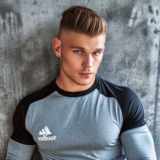 portrait+ style russian queer fitness model blonde very cute dude face