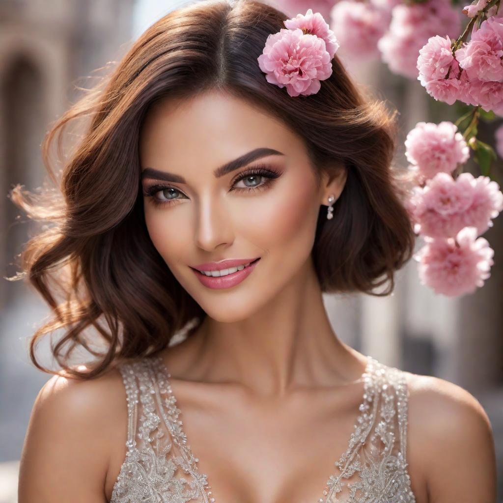  The most beautiful woman in the world, featuring universally appreciated attributes. She has an elegant and serene expression, with a radiant smile. The woman has striking eyes, flawless skin, and graceful features. The background should be simple and neutral to keep the focus on her. The overall environment should exude warmth and natural beauty. hyperrealistic, full body, detailed clothing, highly detailed, cinematic lighting, stunningly beautiful, intricate, sharp focus, f/1. 8, 85mm, (centered image composition), (professionally color graded), ((bright soft diffused light)), volumetric fog, trending on instagram, trending on tumblr, HDR 4K, 8K