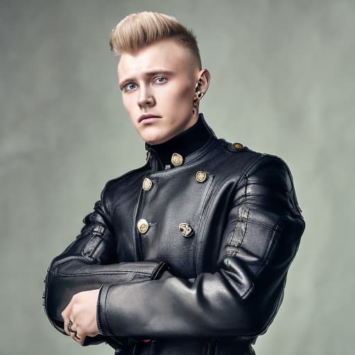 portrait+ style Russian queer pop singer blonde hunk dude face