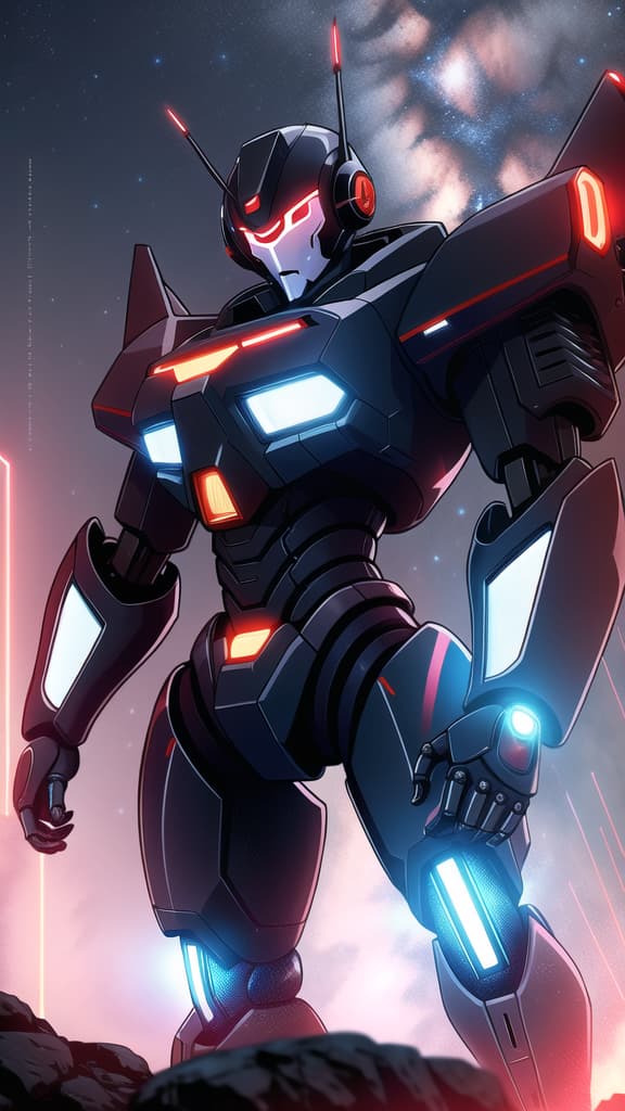  ((mecha)), exosuit, <lora:Mecha:0.8), <lora:add_detail:1.5), ultra sharp, detailed, science_fiction, red and black colors, (((made of computer chips, wires))), glowing in the dark, neon details, intricate, mecha masterpiece, detailed mech armor