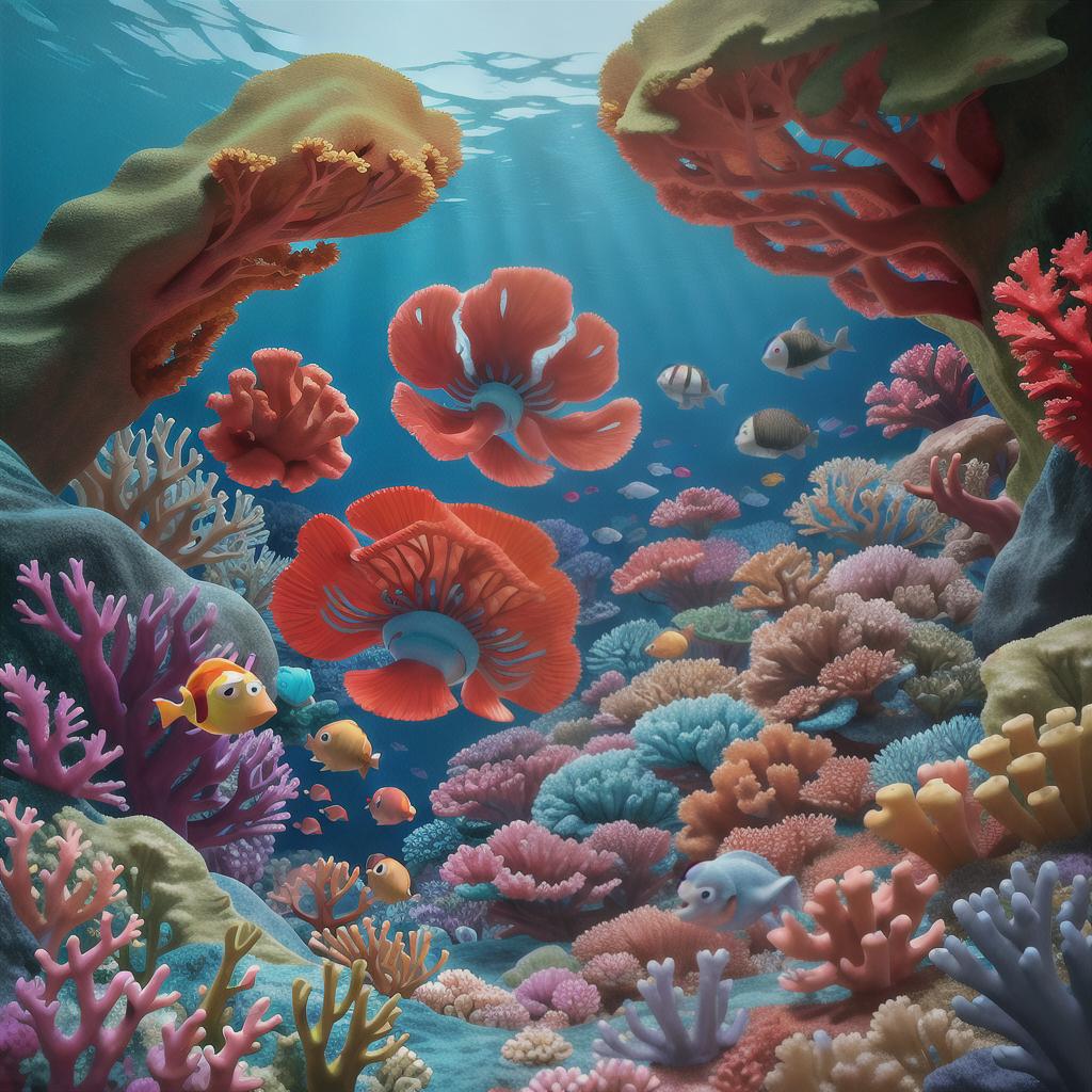  masterpiece, best quality, Most Beautiful in deep sea teeming with vibrant corals, diverse marine life, and enchanting underwater landscapes, full of corals, acrophore, small fishes, anemones, dolphin, various algaes, caves, colorful,all captured in stunning 8k resolution with intricate details.