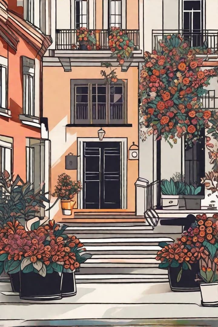  Unleash your creativity by bringing your ideas to life through a digital drawing. Add your unique flair to every stroke, creating a one-of-a-kind illustration that reflects your artistic vision: Flowers on a street