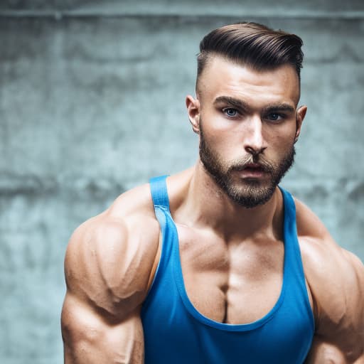 portrait+ style Russian queer fitness model brunette hunk dude face