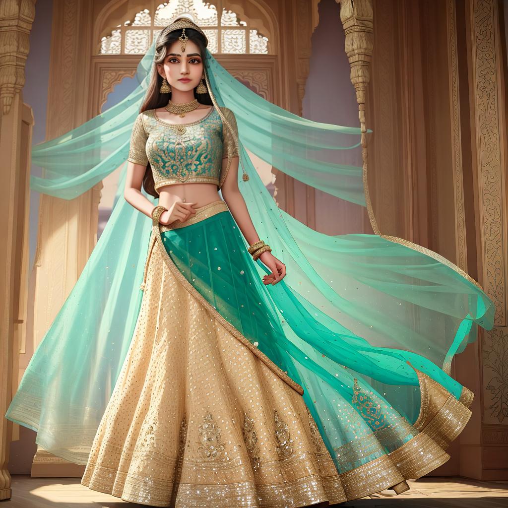  masterpiece, best quality,Indian lehenga kind of disney princess dress,