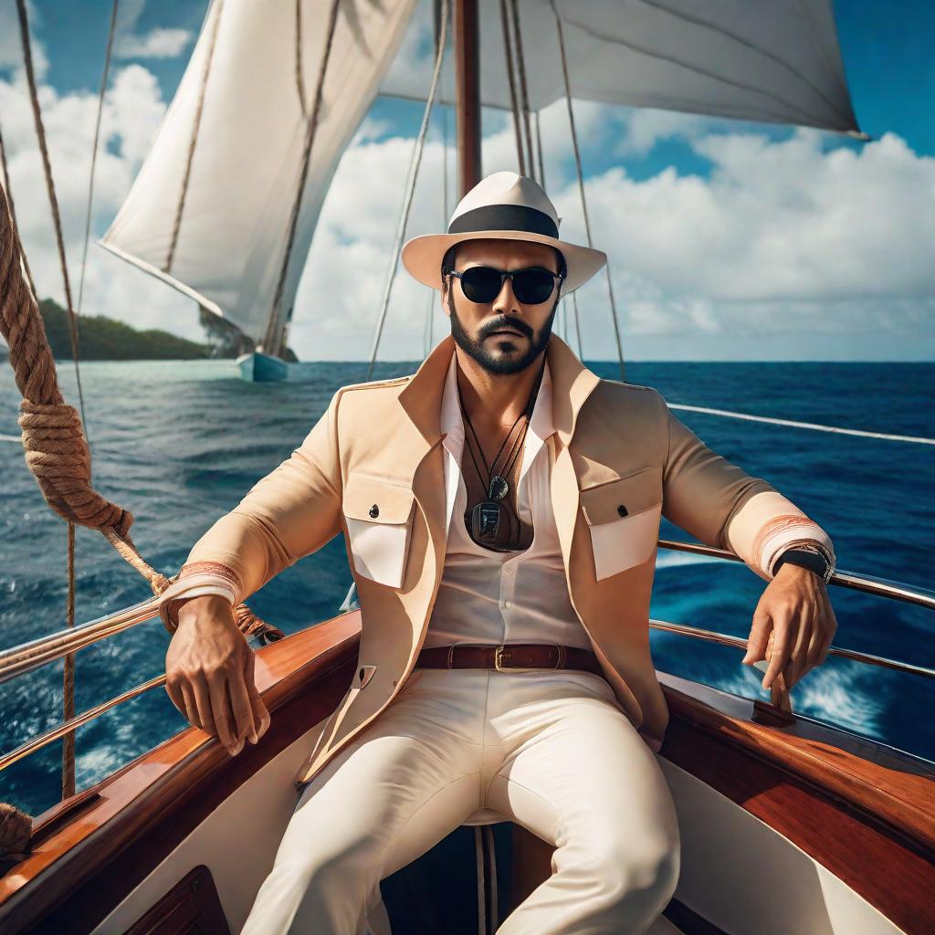  sanin inu sailing on a sail boat through the bermuda triangle. wearing shades with a panoramic view and anime theme hyperrealistic, full body, detailed clothing, highly detailed, cinematic lighting, stunningly beautiful, intricate, sharp focus, f/1. 8, 85mm, (centered image composition), (professionally color graded), ((bright soft diffused light)), volumetric fog, trending on instagram, trending on tumblr, HDR 4K, 8K