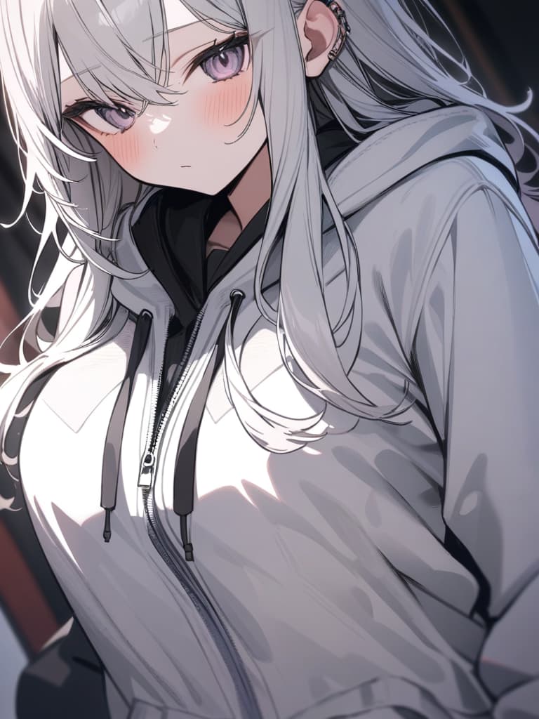  Cute, subculture, neutral, 🤍, ️🩵, 🎧, moe sleeves, hoodie, masterpiece, best quality,8k,ultra detailed,high resolution,an extremely delicate and beautiful,hyper detail