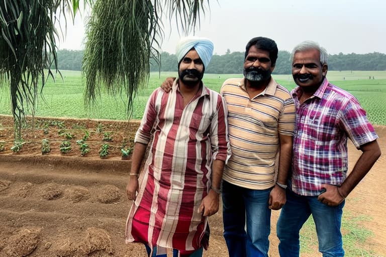  3 indian men are celebrating their birthday in a farm