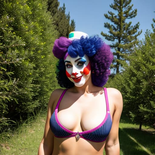  lady clown in jeans shorts being sexualy retained. Full body