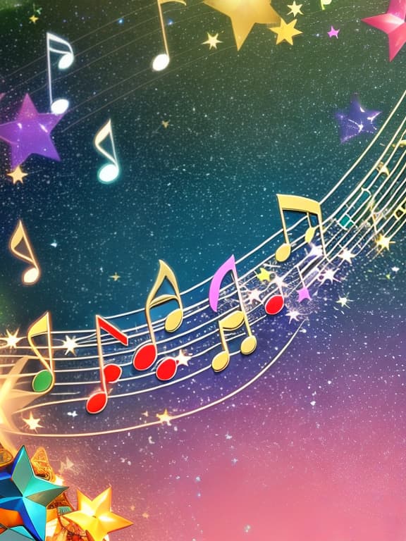  Cute musical notes and sparkling stars and gems wallpaper