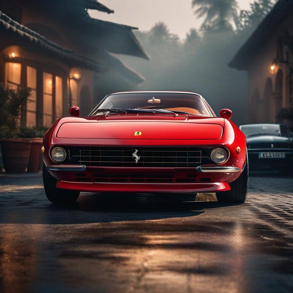  Ferrari ‘Daytona’ Shooting Brake hyperrealistic, full body, detailed clothing, highly detailed, cinematic lighting, stunningly beautiful, intricate, sharp focus, f/1. 8, 85mm, (centered image composition), (professionally color graded), ((bright soft diffused light)), volumetric fog, trending on instagram, trending on tumblr, HDR 4K, 8K