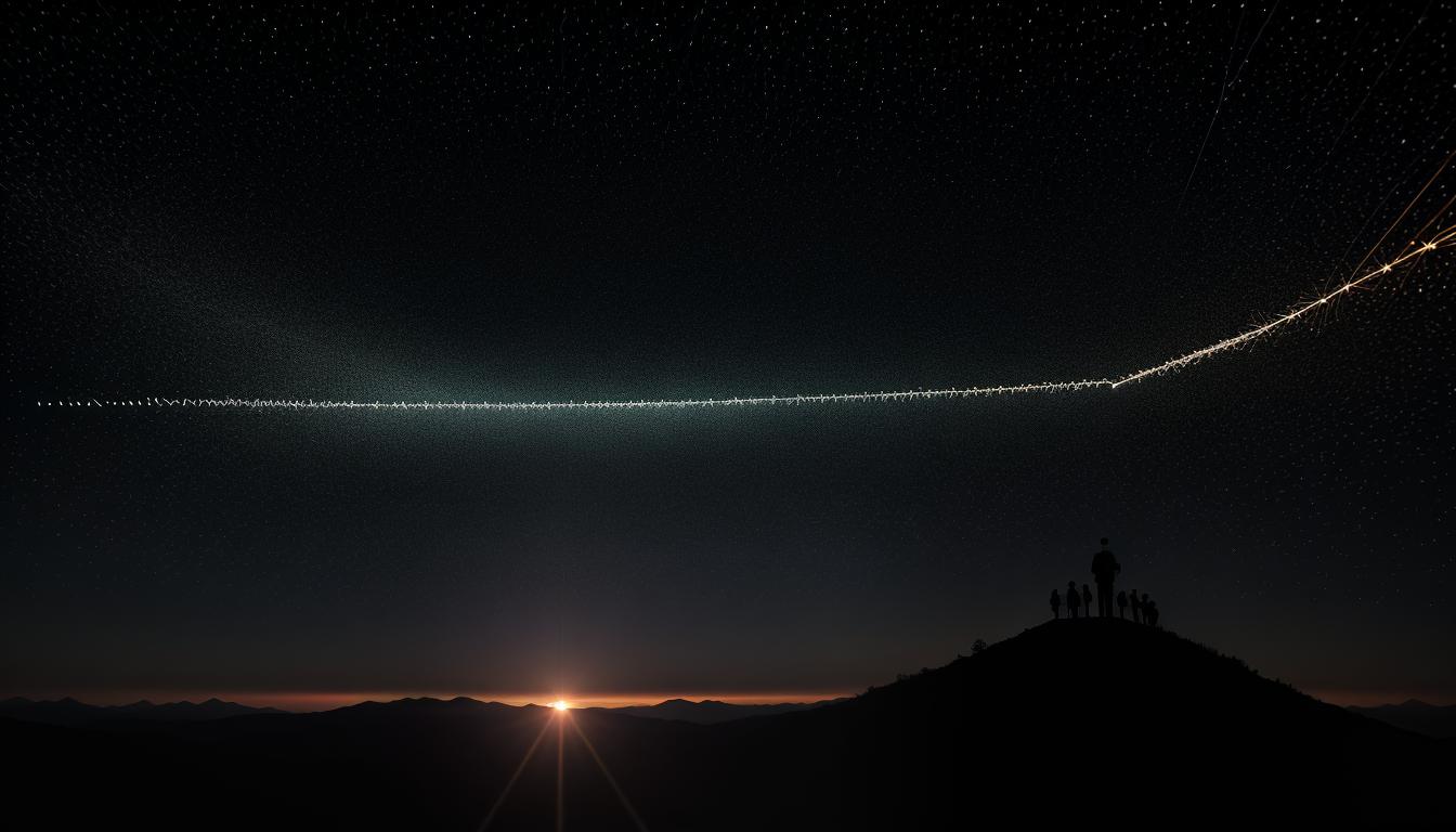  cinematic, aesthetic, network diagram, nodes connected with lines, silhouettes of people at different nodes, network of respect, interconnected, system dynamics, 4k, HDR, lens flare