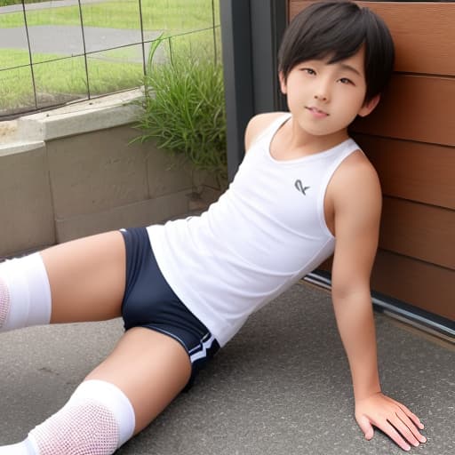  White high socks tank top cute 6th grade hot pants Japanese boy