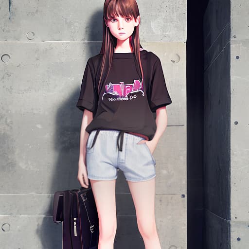  a human girl wearing shorts clothes