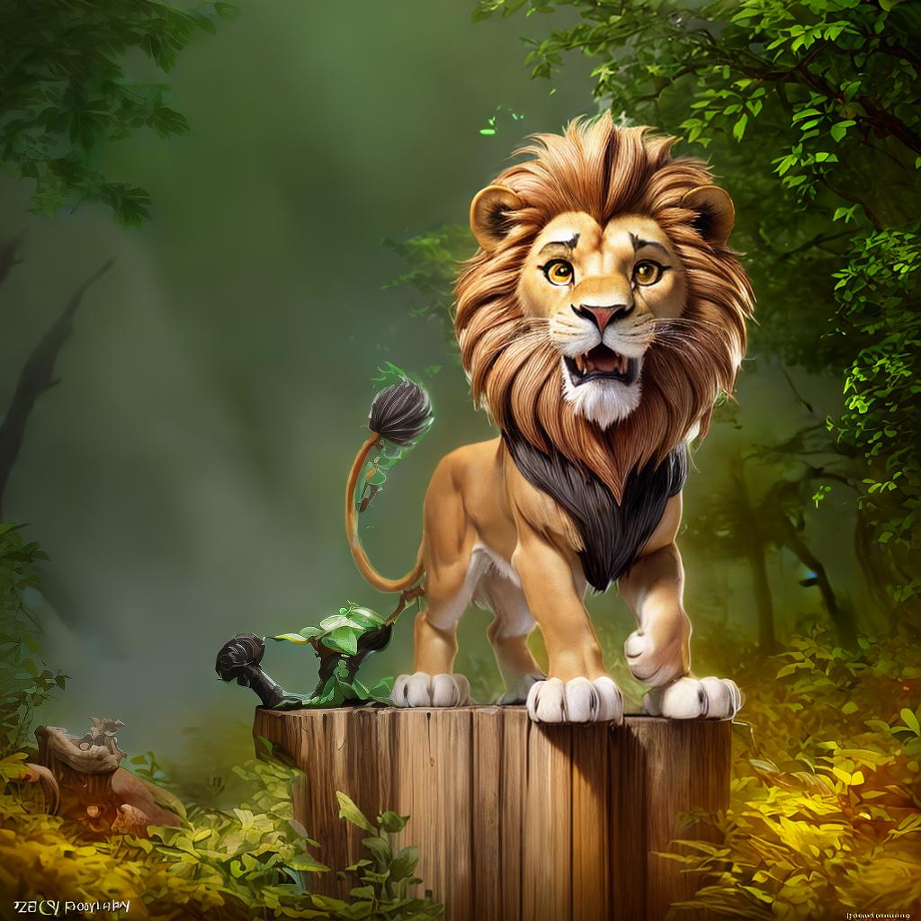  Lion in a lush, mystical forest with vibrant foliage and glowing mushrooms. The lion is regal and majestic, with piercing green eyes and a mane that shimmers in the soft, ethereal light. The background is hazy and dreamlike, with a misty atmosphere that adds to the fantastical feel. High detail and advanced detail processing for a stunning, photorealistic image. style RAW, best quality, ultrahigh resolution, highly detailed, (sharp focus), masterpiece, (centered image composition), (professionally color graded), ((bright soft diffused light)), trending on instagram, trending on tumblr, HDR 4K